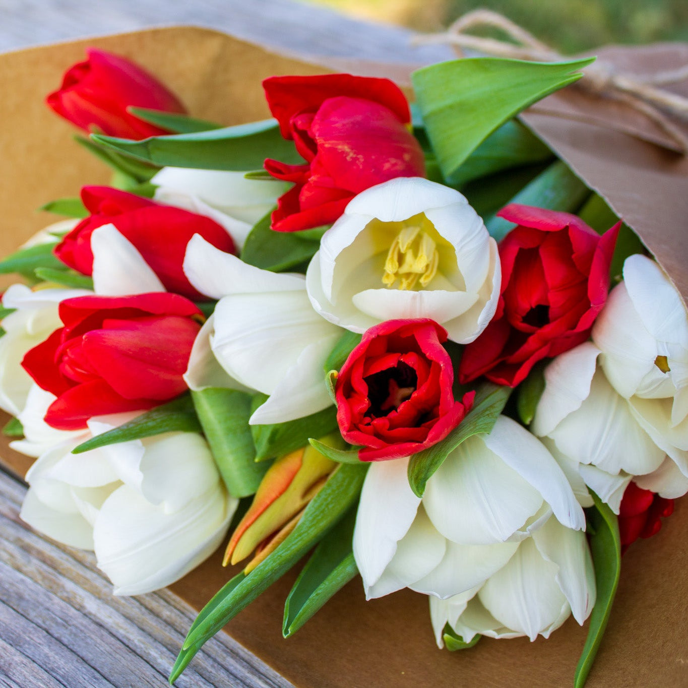 PREBOOK: Valentine's Red + White Tulip Bouquet Box